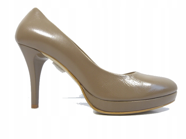 Hnědé kožené lodičky na platformě, stabilní dámské boty Sala 35