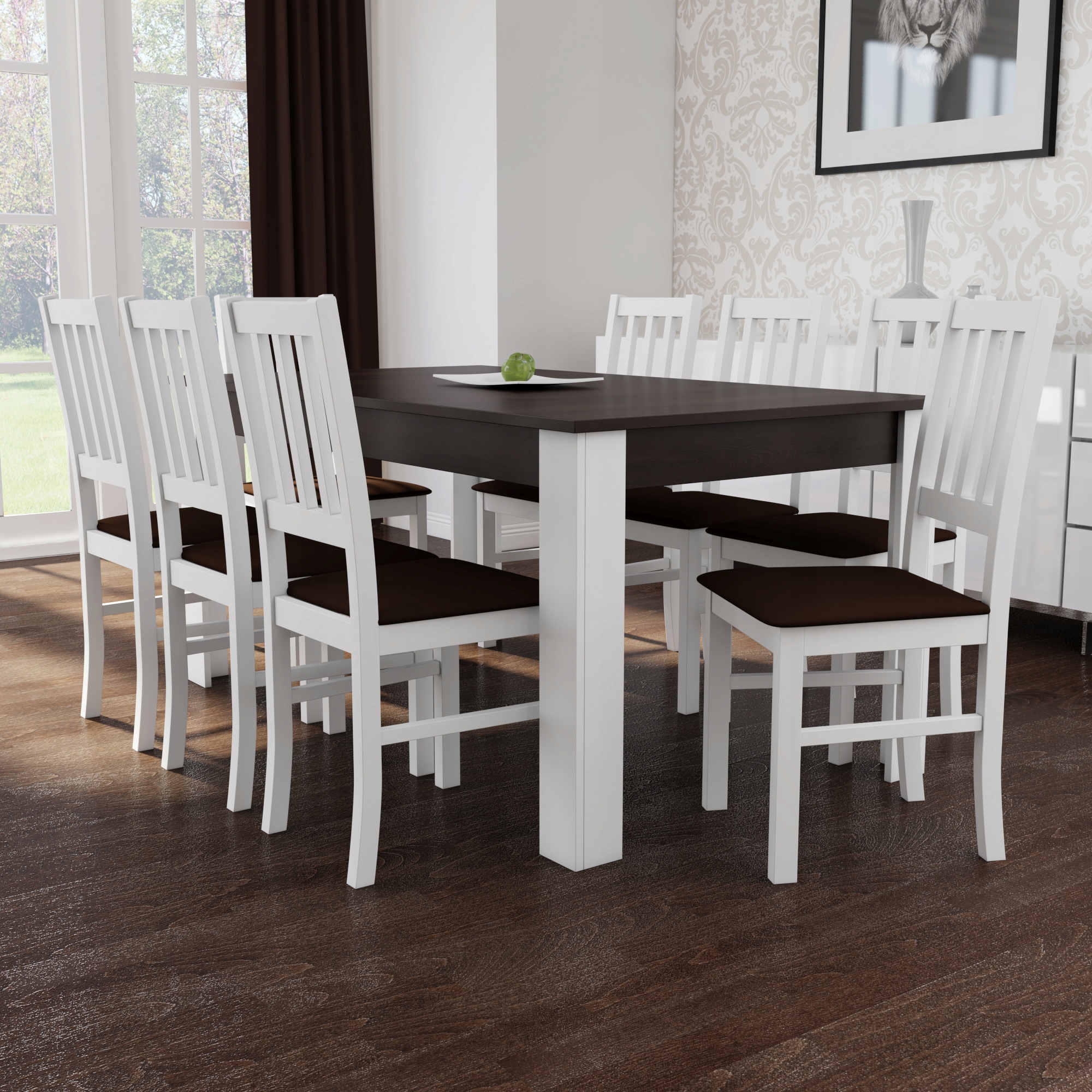 ROZKŁADANE STOŁY, DUŻY STÓŁ I 8 KRZESEŁ, ZESTAW Marka Sandow