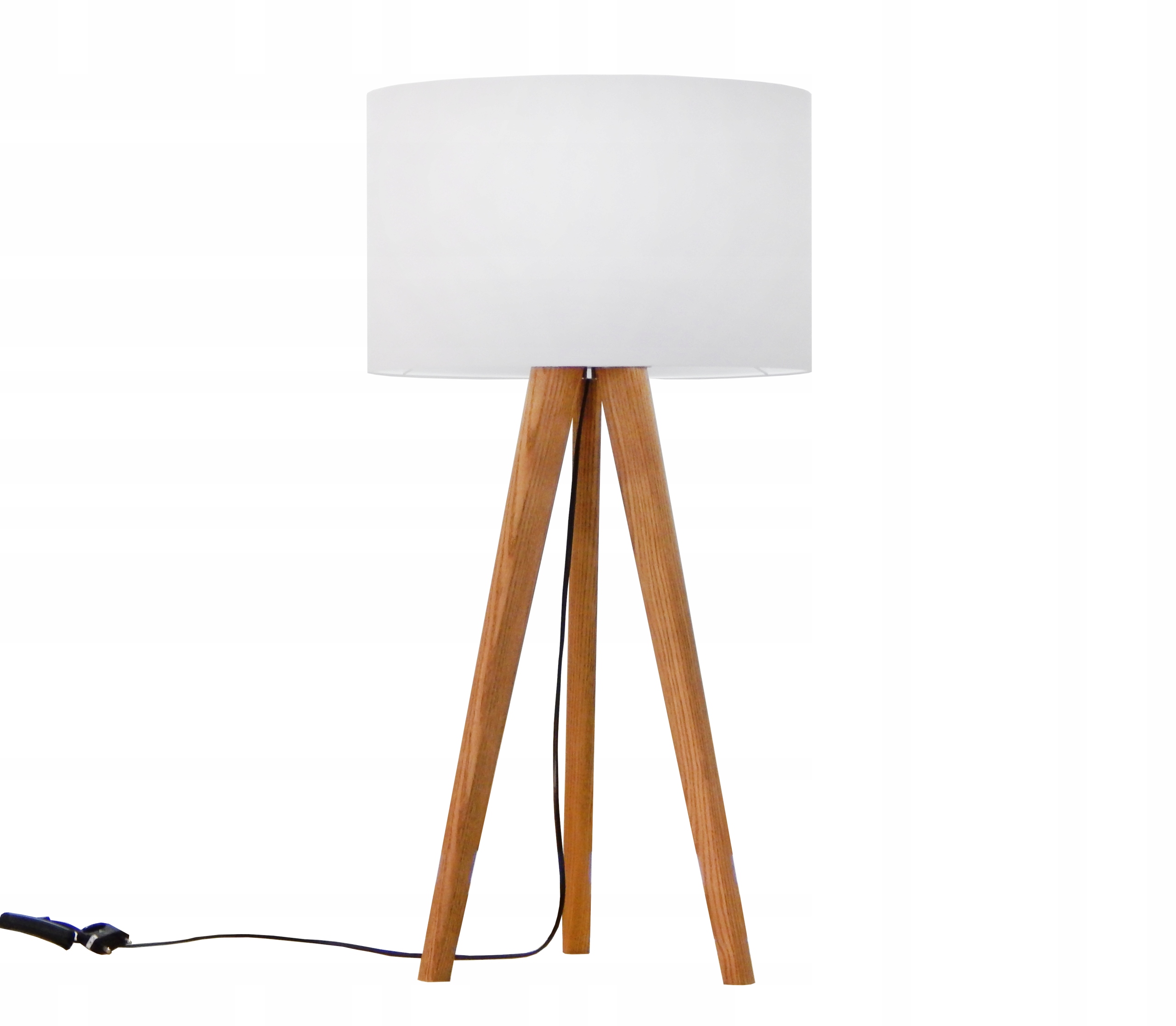 Noční Stojací Stolní Lampa Led Trojnožka E27 Stínidlo 35 CM Dřevěná