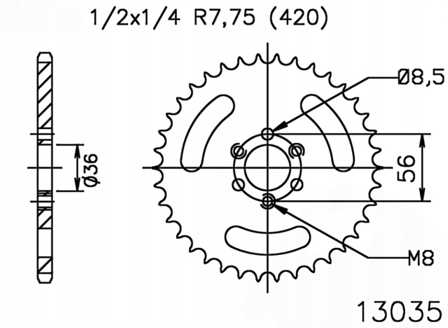 Zadní ozubené kolo Esjot 28-35 Polaris Outlaw 50 08-16