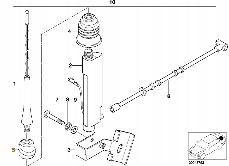 BMW tulejka uszczelka anteny Z3 Strona zabudowy tył