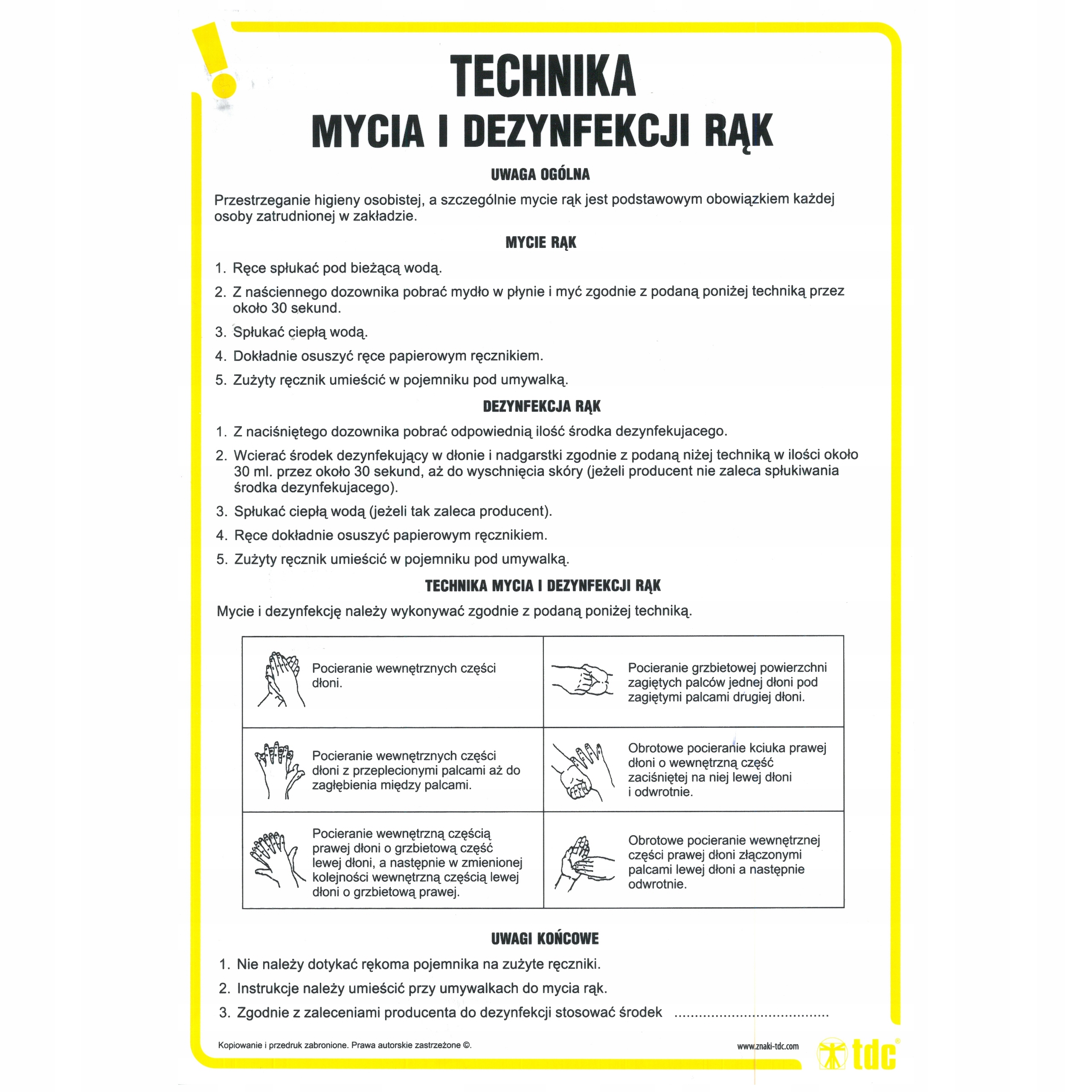 Zestaw tablic Instrukcji pierwsza pomoc BHP PPOŻ Marka TDC