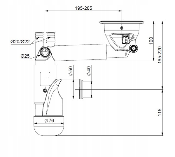 Syfon Zlewozmywakowy Prevex automat 90 mm EAN (GTIN) 6416931006518