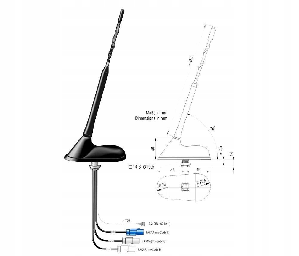 Blankenburg antena samochodowa GPS DAB FM Fakra x3