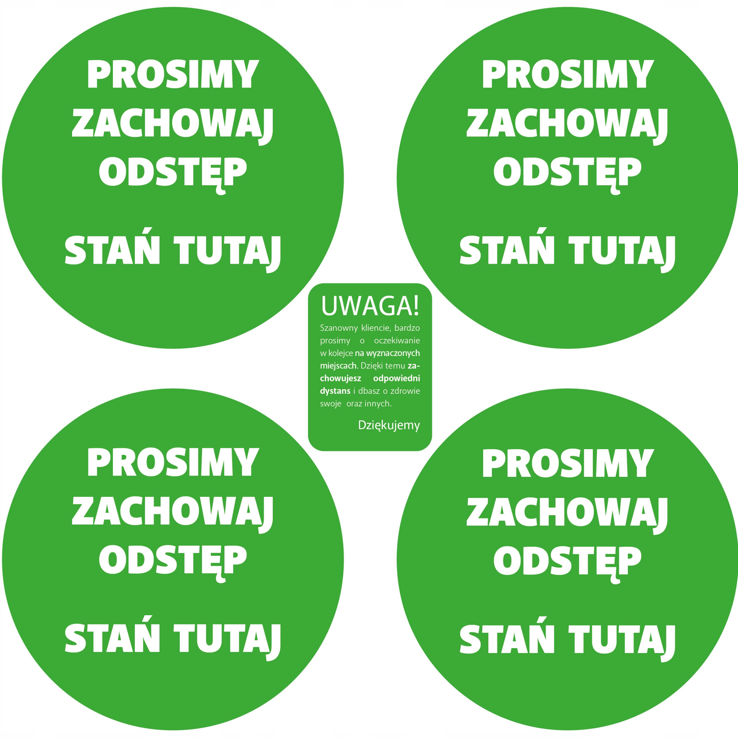 

Naklejki podłogowe Zachowaj Odstęp Dystans zielony