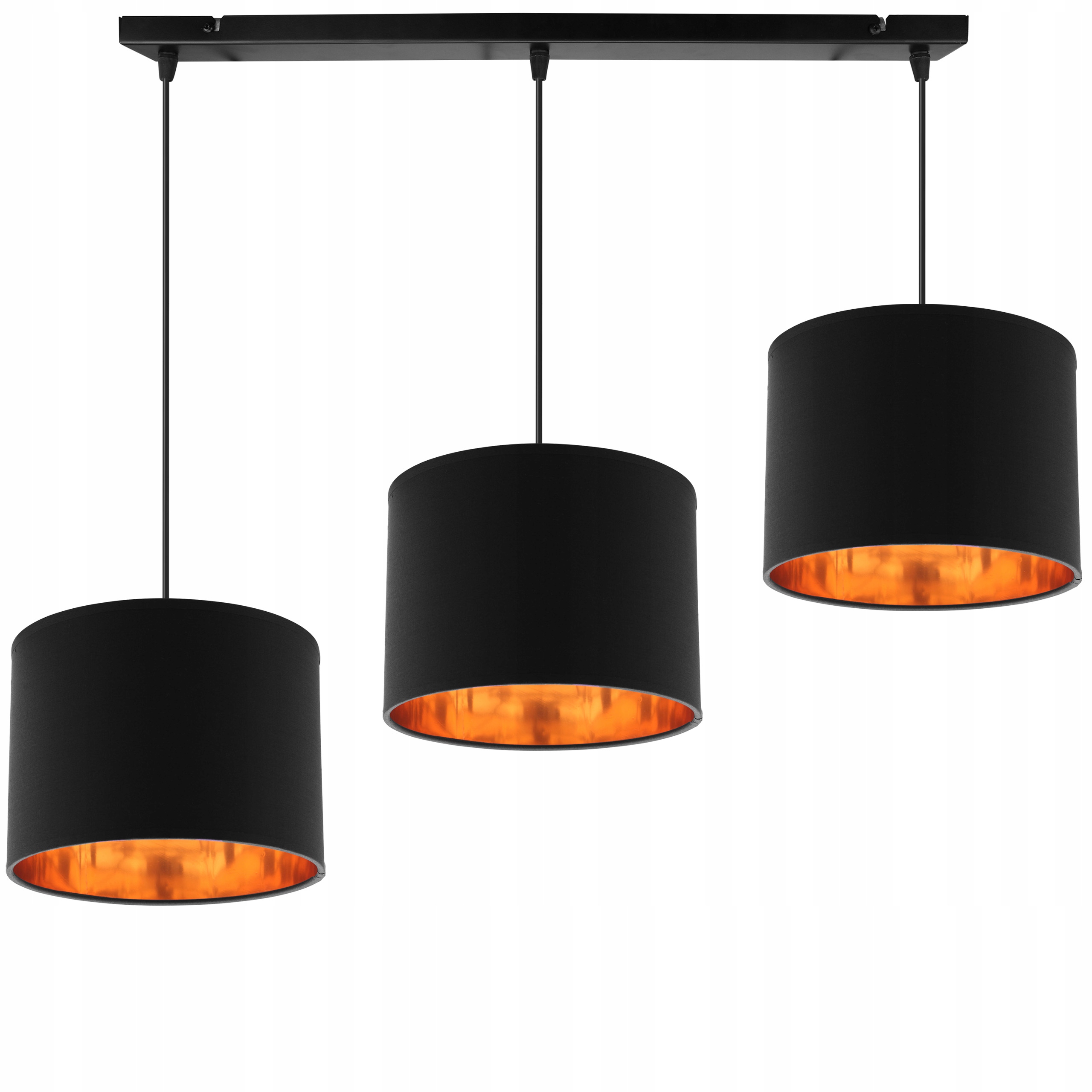 Stropná Závesná Lampa Luster Trojitá Lišta Tienidlo Zlatý Stred Glamour