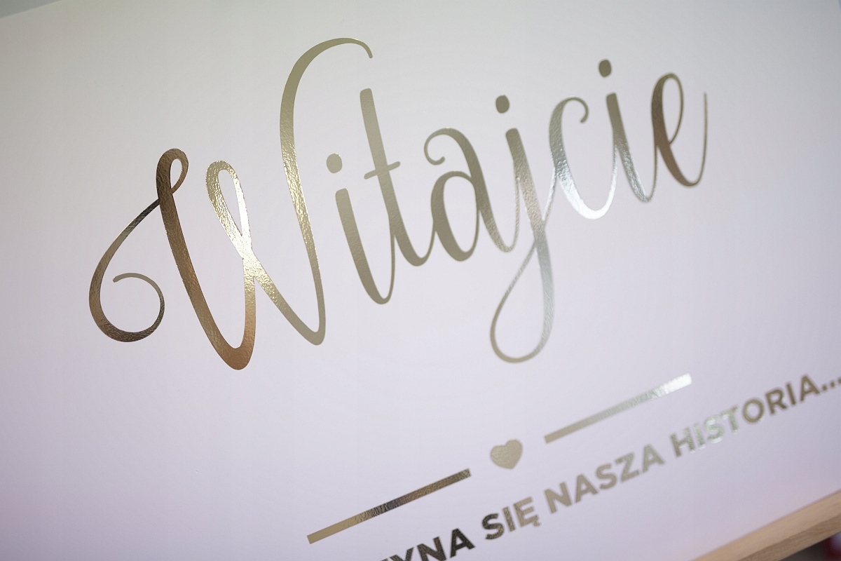 Tablica weselna Witamy Gości biała złota 60x40cm Kod producenta tablica weselna
