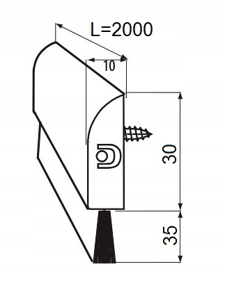 SZCZOTKA USZCZELNIAJĄCA DRZWI Z OSŁONĄ H=35mm L=2m Marka Fapim