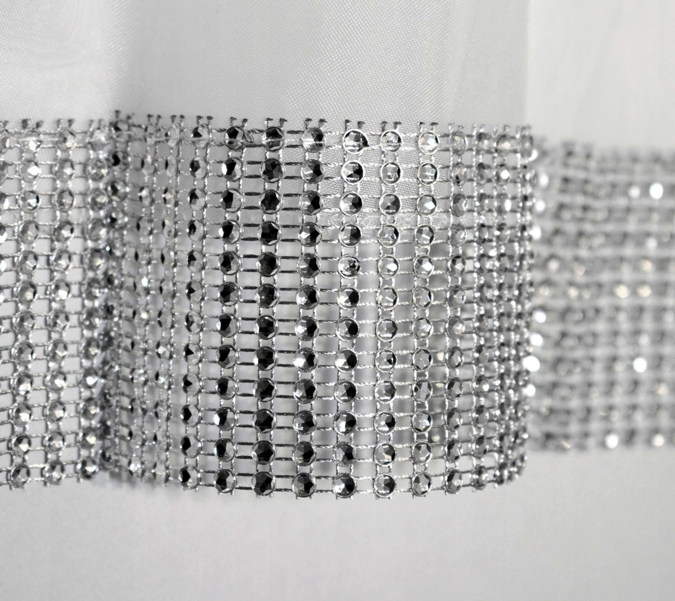 FIRANA WOAL ŁUK 400x150 BIAŁA PODWÓJNE CYRKONIE Materiał woal