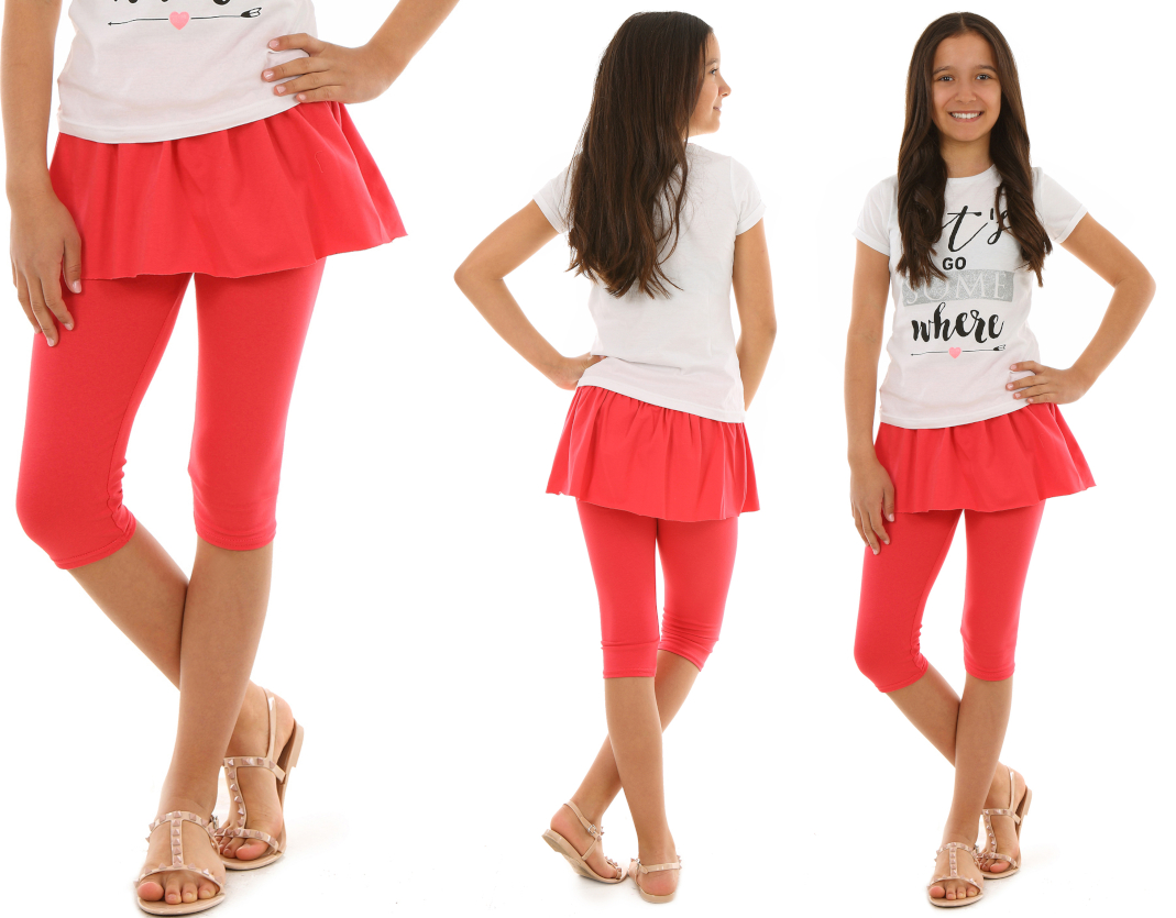 

Leginsy 3/4 ze spódniczką, falbanka 152-158 Koral