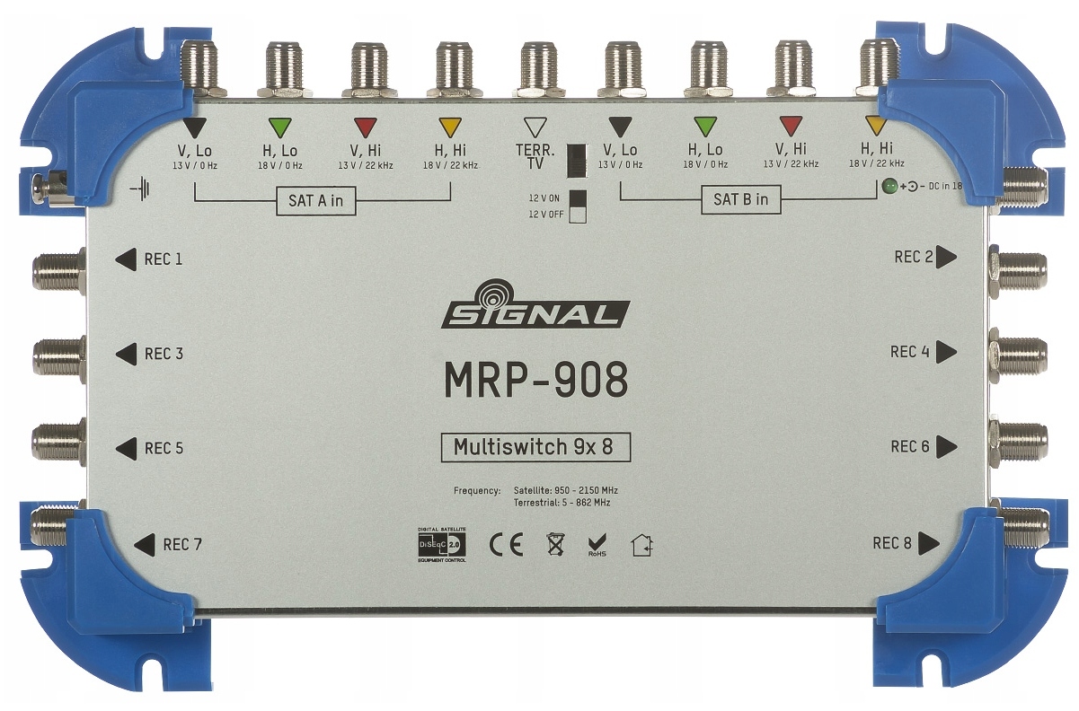 Multipřepínač 9/8 aktivní pozemní Hdtv Signal Dhl