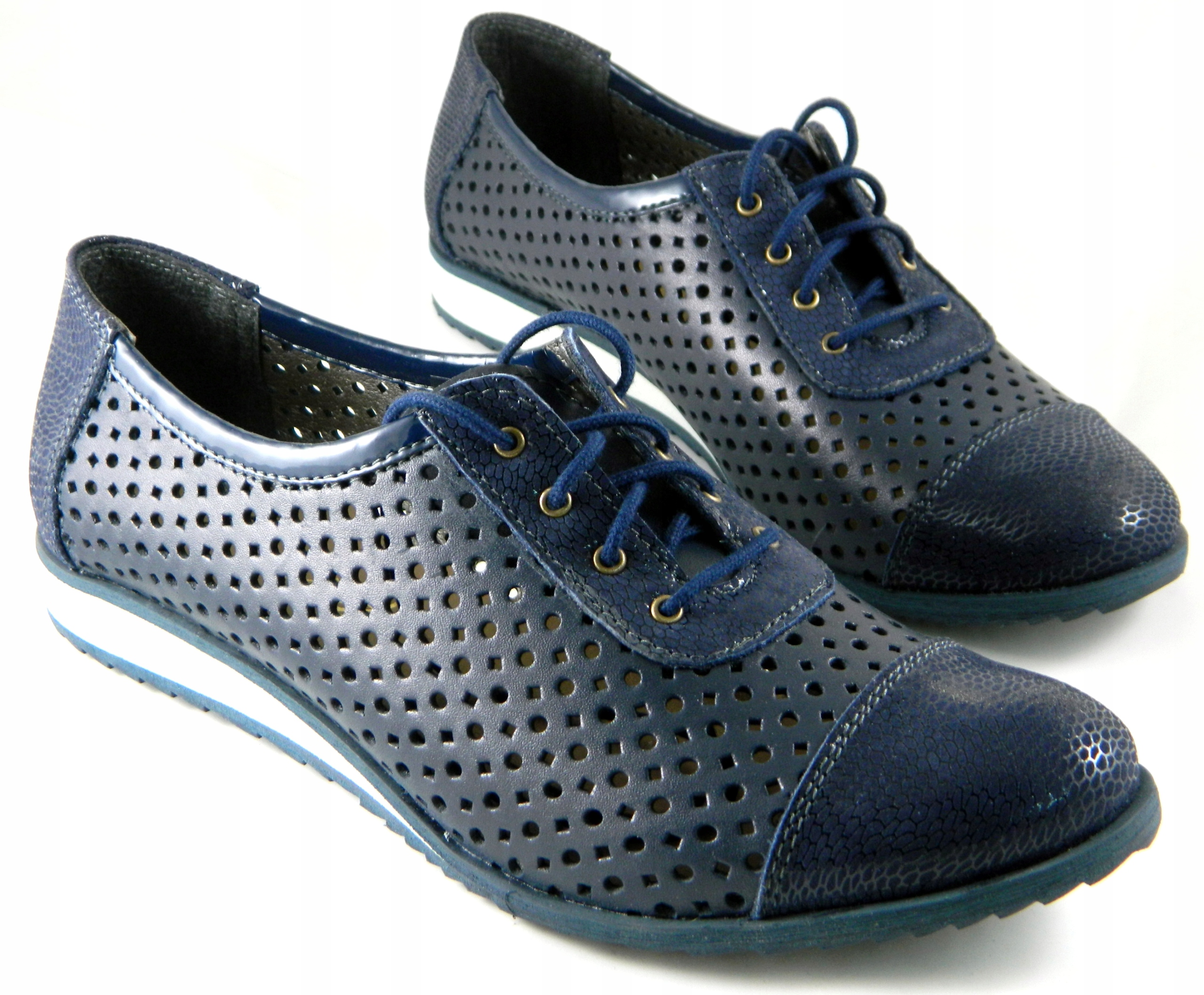 

Stylowe Oxfordy Modne Jazzówki Skóra Nat. UNI-90