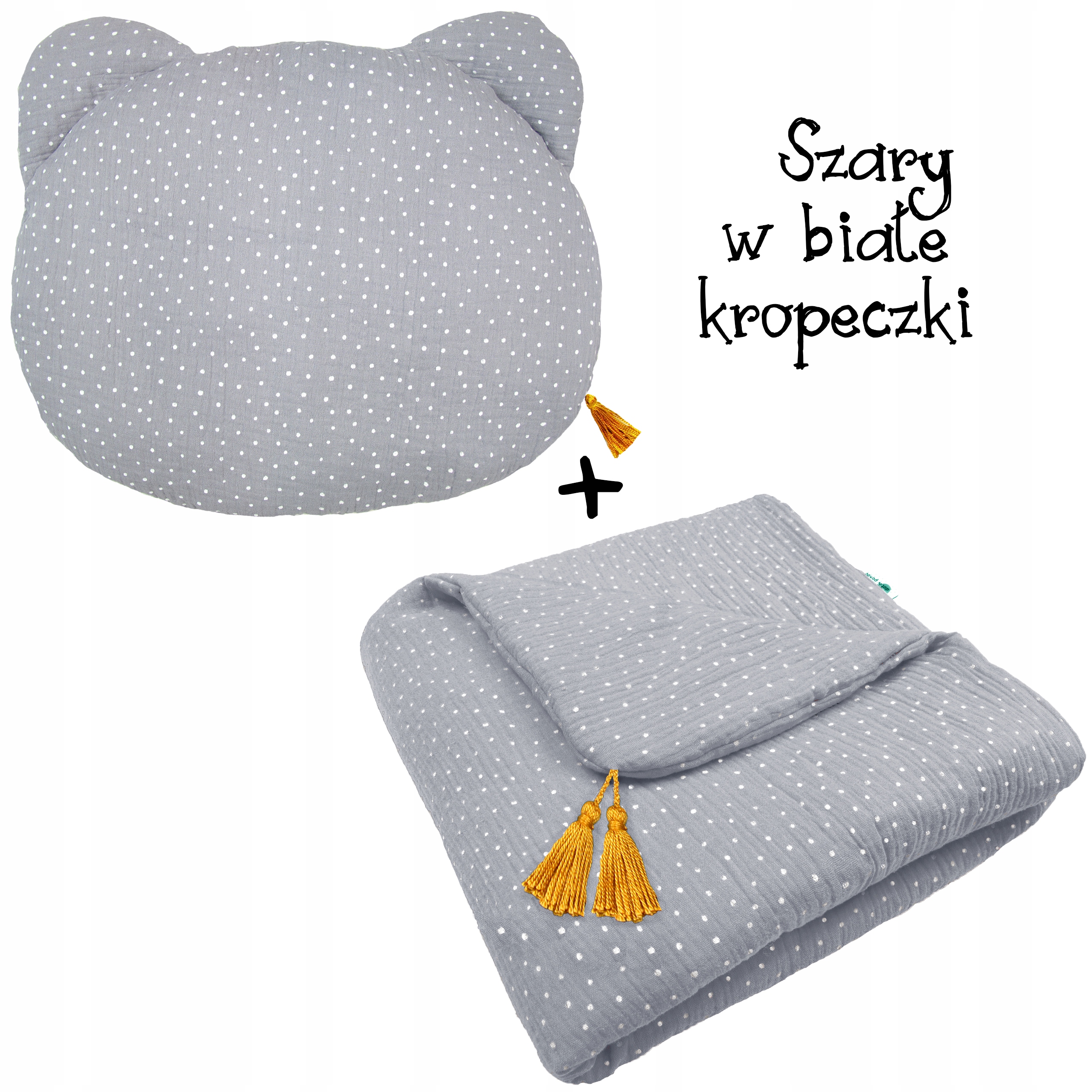 MUŚLINOWA kołderka + Misio podusia __ Kocyk 65x95 Kod producenta 11