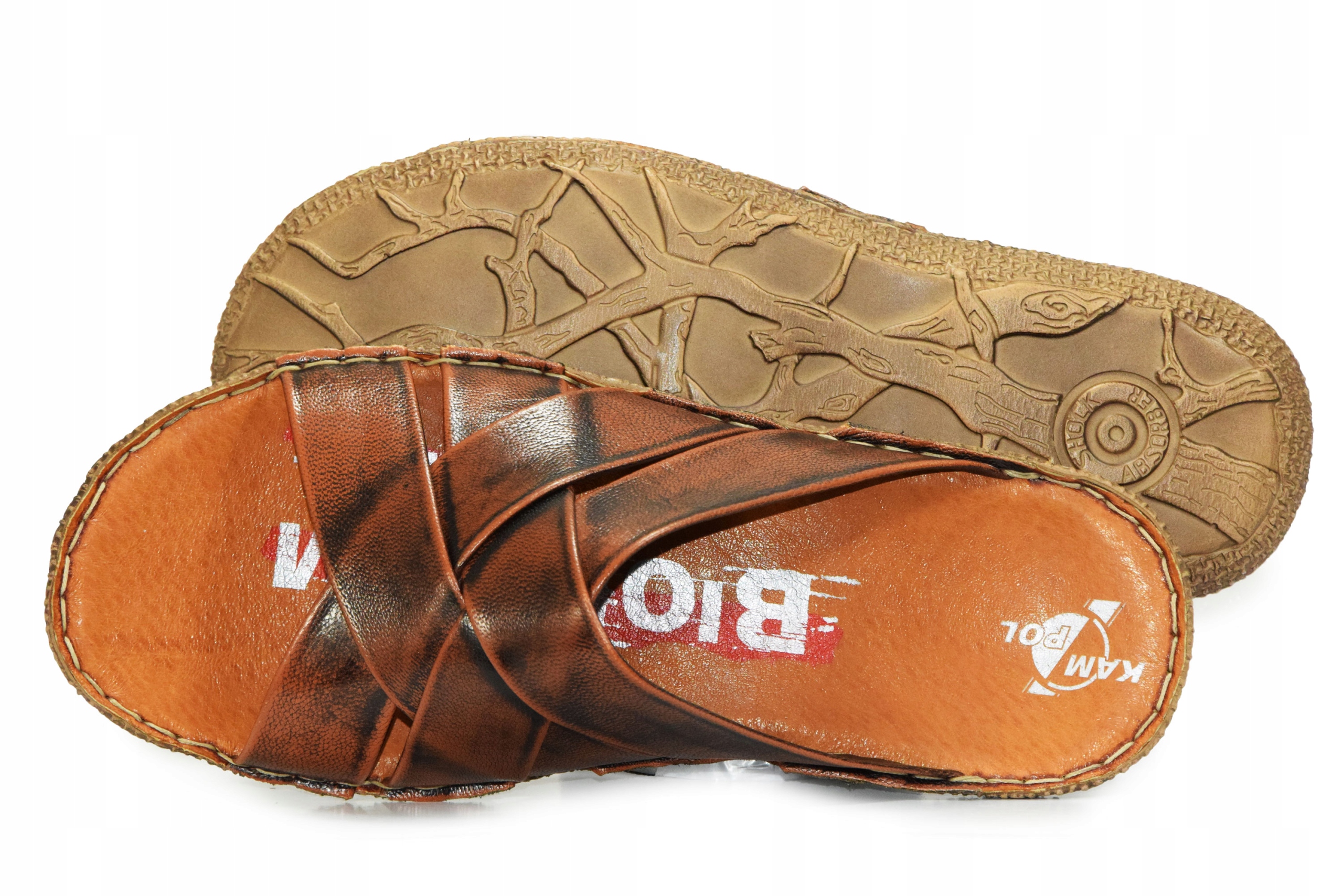 KLAPKI MĘSKIE SKÓRZANE KLAPKI LETNIE KamPol r. 40 Rozmiar 40