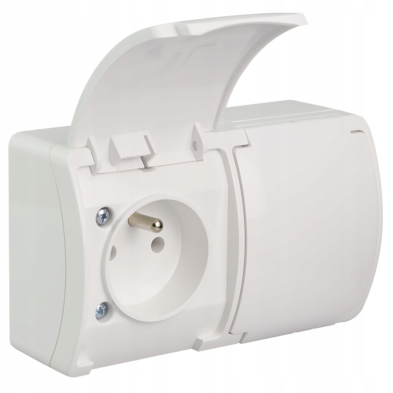 

Gniazdko Podwójne Natynkowe Hermetyczne Białe