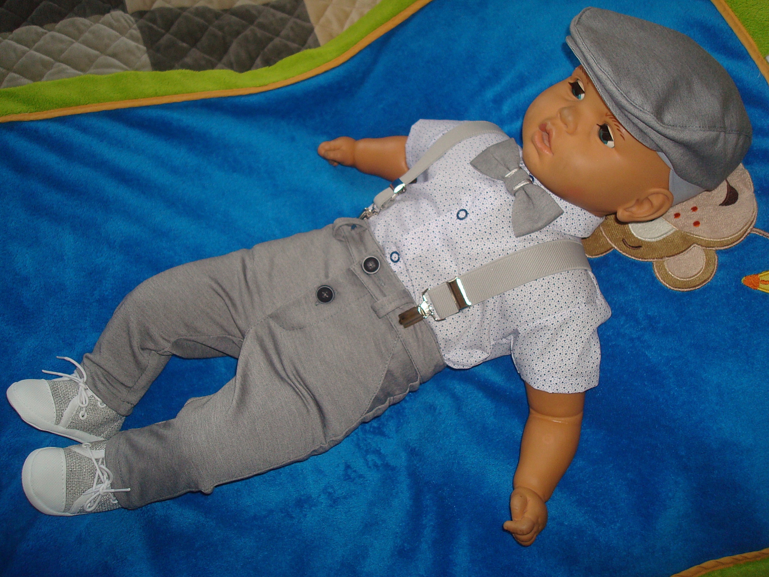 BAWEŁNA MARYNARKA KOMPLET UBRANKO/CHRZTU/WESELE/68 Rozmiar 68