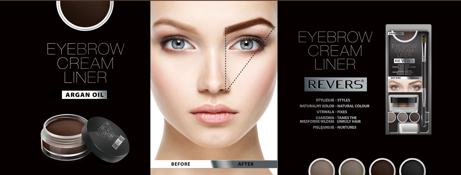 REVERS KREMOWY LINER DO BRWI BROWN 8ml Marka Revers