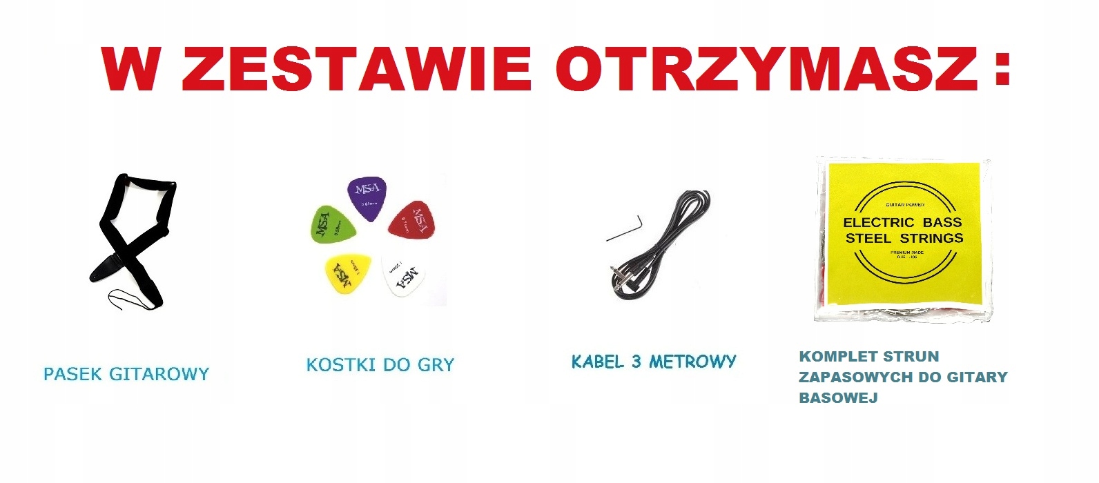 GITARA BASOWA + WZMACNIACZ 30 WATT - PROMOCJA! Wersja Praworęczna