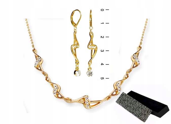Zlatý Komplet Šperků Křišťály Swarovski Nadčasový Jemný Set