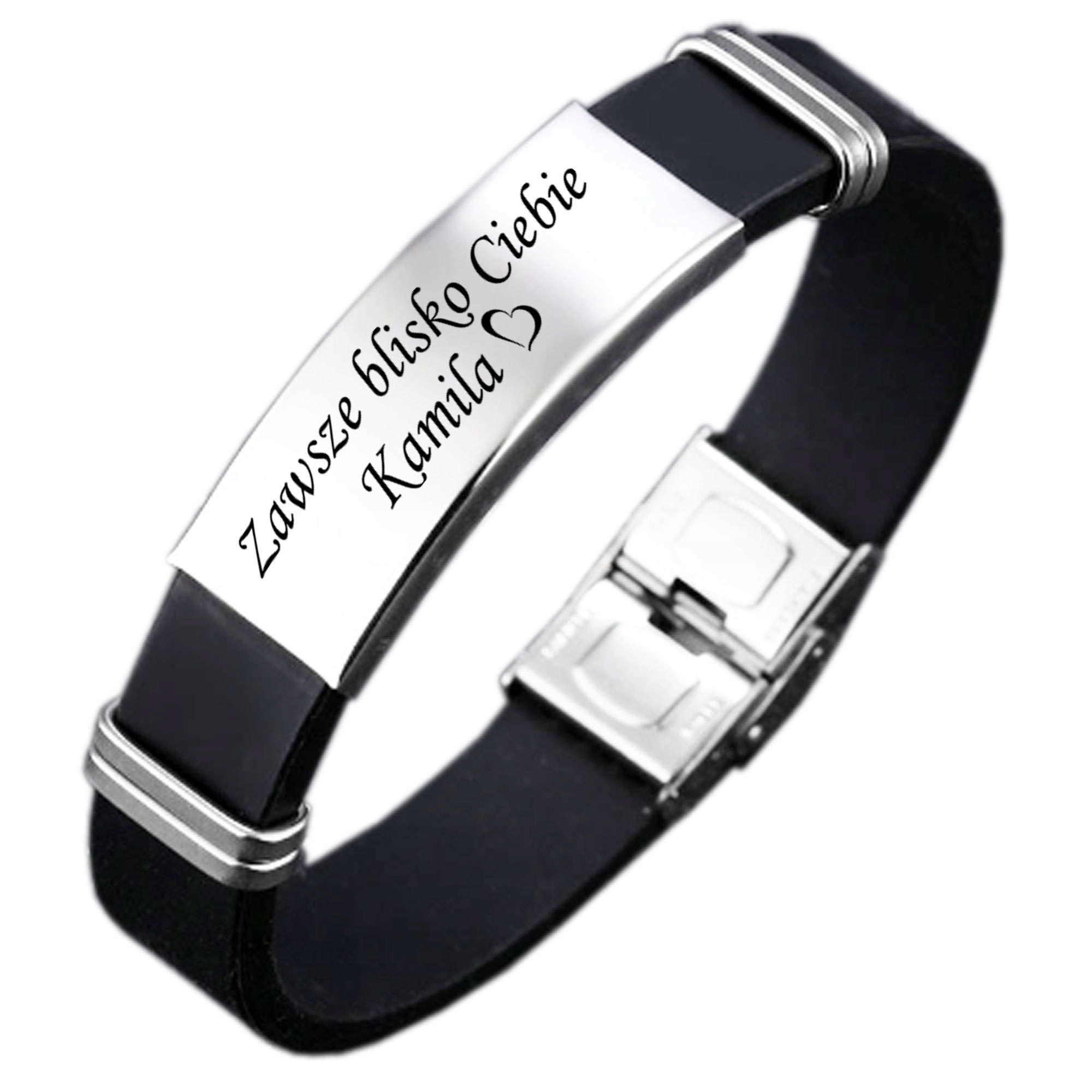 

Szeroka Bransoletka Stal szlachetna Kauczuk Grawer