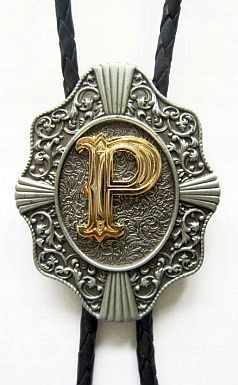 

Krawat country western bolo z inicjałem P paweł