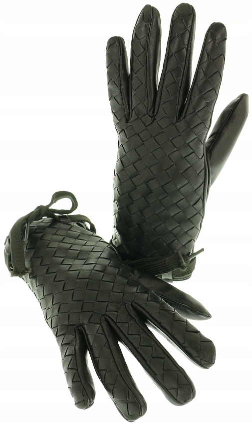 

Czarne rękawiczki damskie skórzane skóra M/7,5''