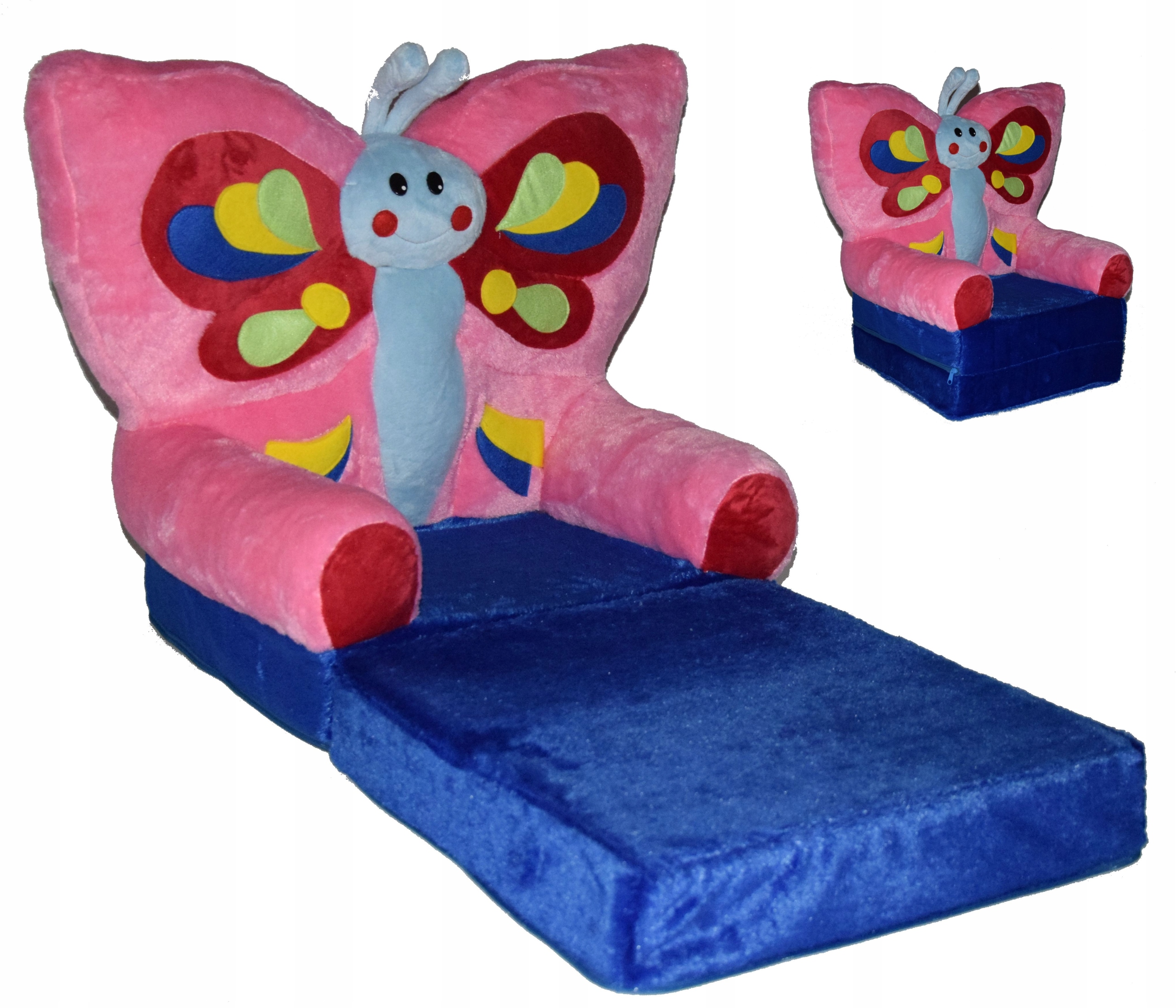 FOTEL DLA DZIECI ROZKŁADANY FOTELIK PLUSZOWY PUFA