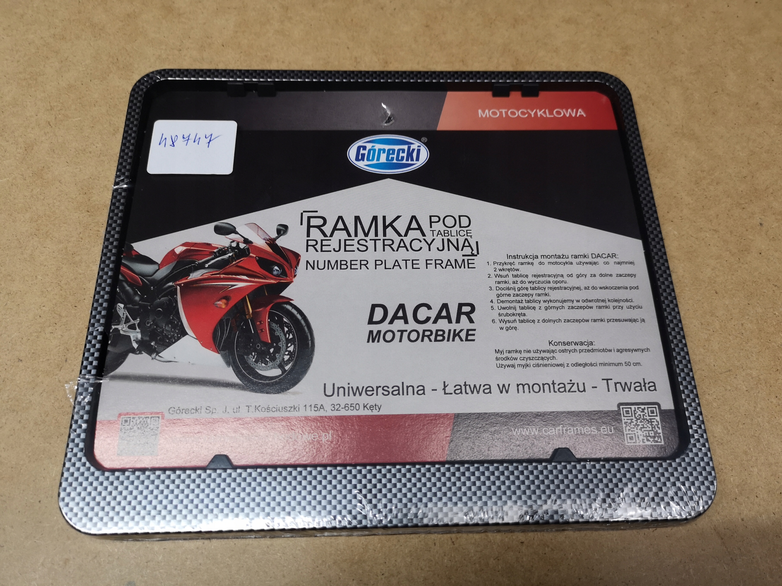 Ramka na tablicę rejestracyjną MOTOCYKL carbon Producent GP