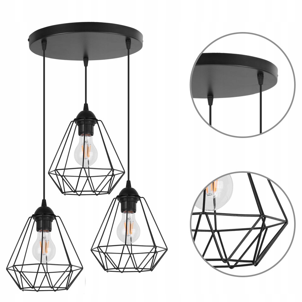 SUFITOWA LAMPA WISZĄCA DIAMENT LOFT EDISON LED Zasilanie sieciowe