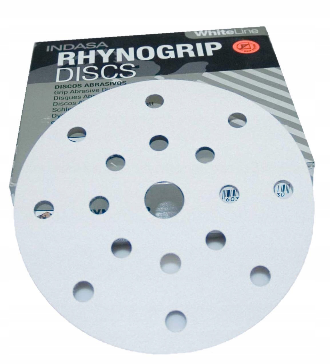 Krążek Papier Ścierny Na Rzep Indasa Rhynogrip White Line 150 mm 15H P60