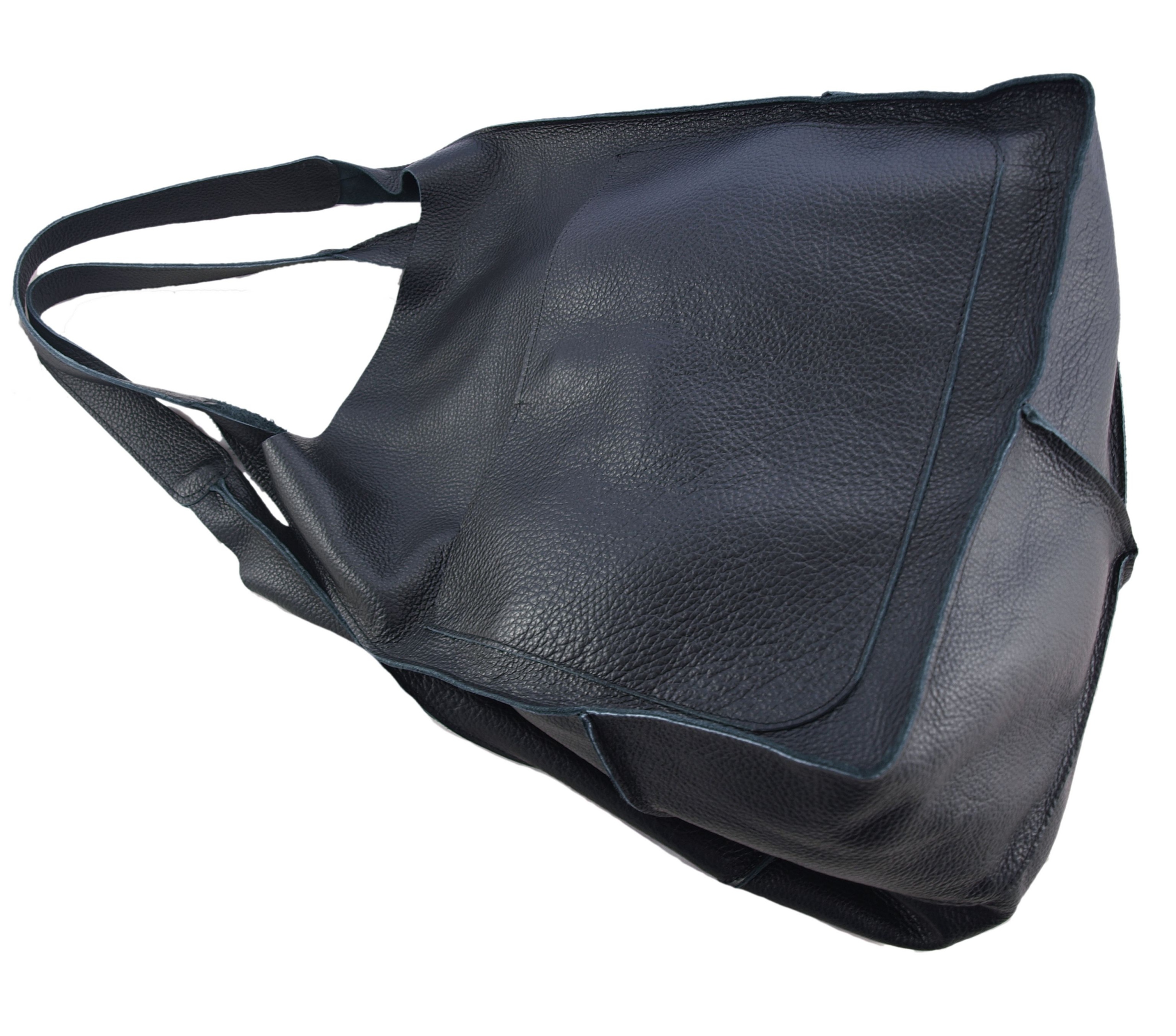 Torebka Skórzana Worek SKÓRA NATURANA czarna 2W1 Wielkość duża (mieszcząca A4)