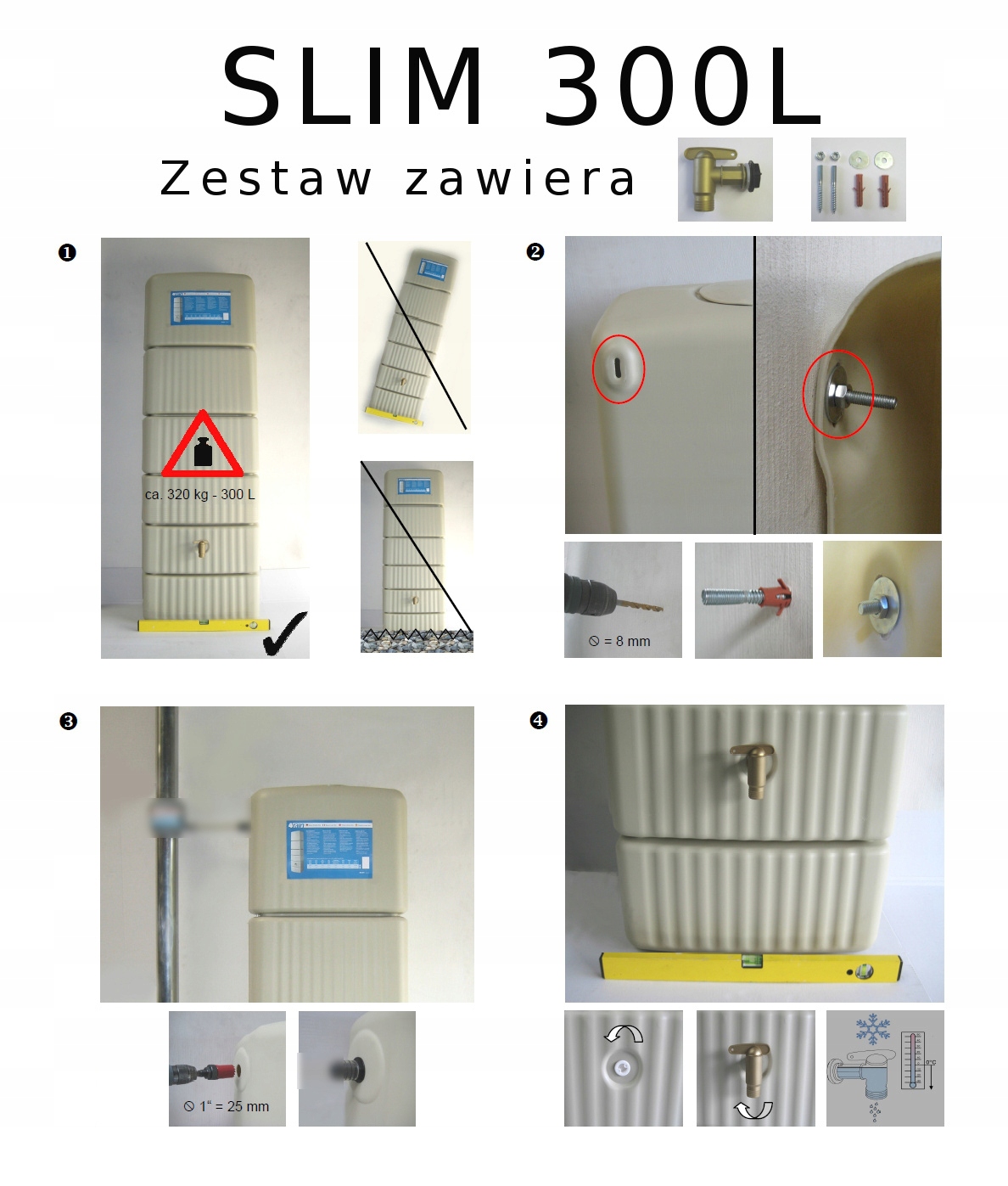 ZESTAW ZBIORNIK NA DESZCZÓWKĘ SLIM 300L ZESTAW ZIELONY Marka Garantia