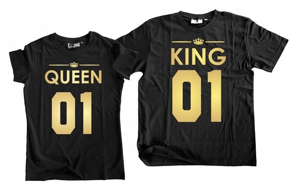 

2 Koszulki Dla Par Zakochanych King Queen Kolory