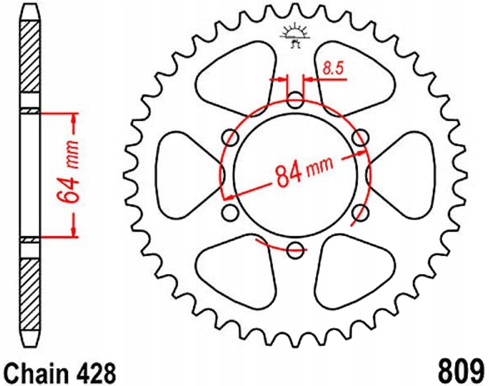 Zadní ozubené kolo Jt R809 44-55Z Suzuki Dr 125 Se