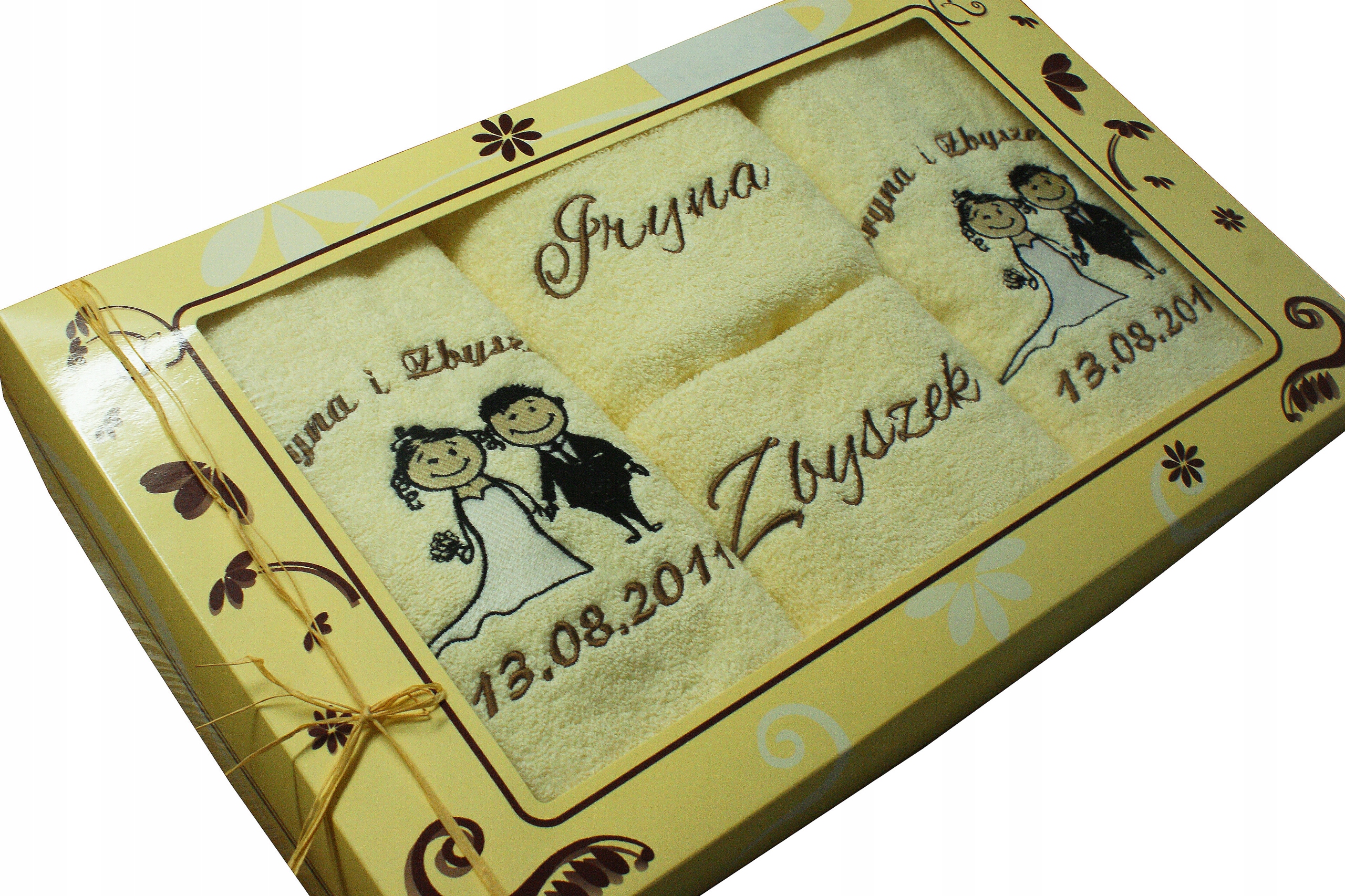 Duże Ręczniki z Twoim haftem Ślub Rocznica święta prezent Walentynki Wymiary ręcznika 50x100cm 70x140cm