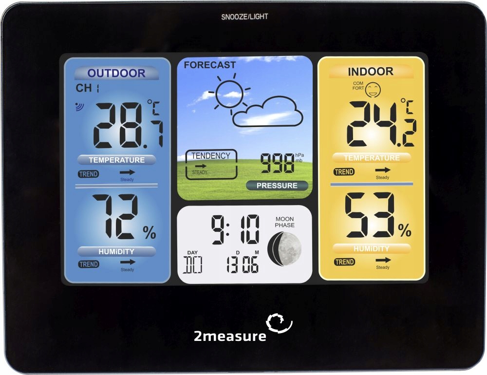 STACJA POGODY HIGROMETR BAROMETR TERMOMETR ZEGAR