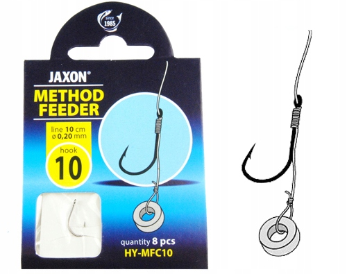 

8szt Haczyki Method Feeder przypon Jaxon gumka 10