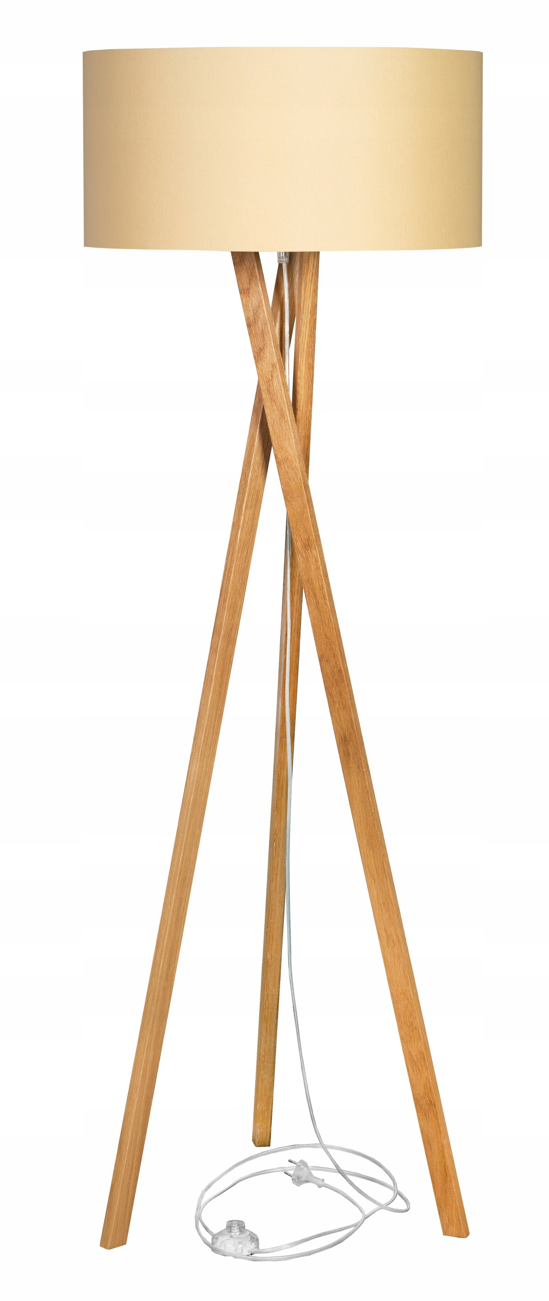 LAMPA STOJĄCA/PODŁOGOWA TRÓJNÓG, DĄB, ABAŻUR 140cm Marka inna