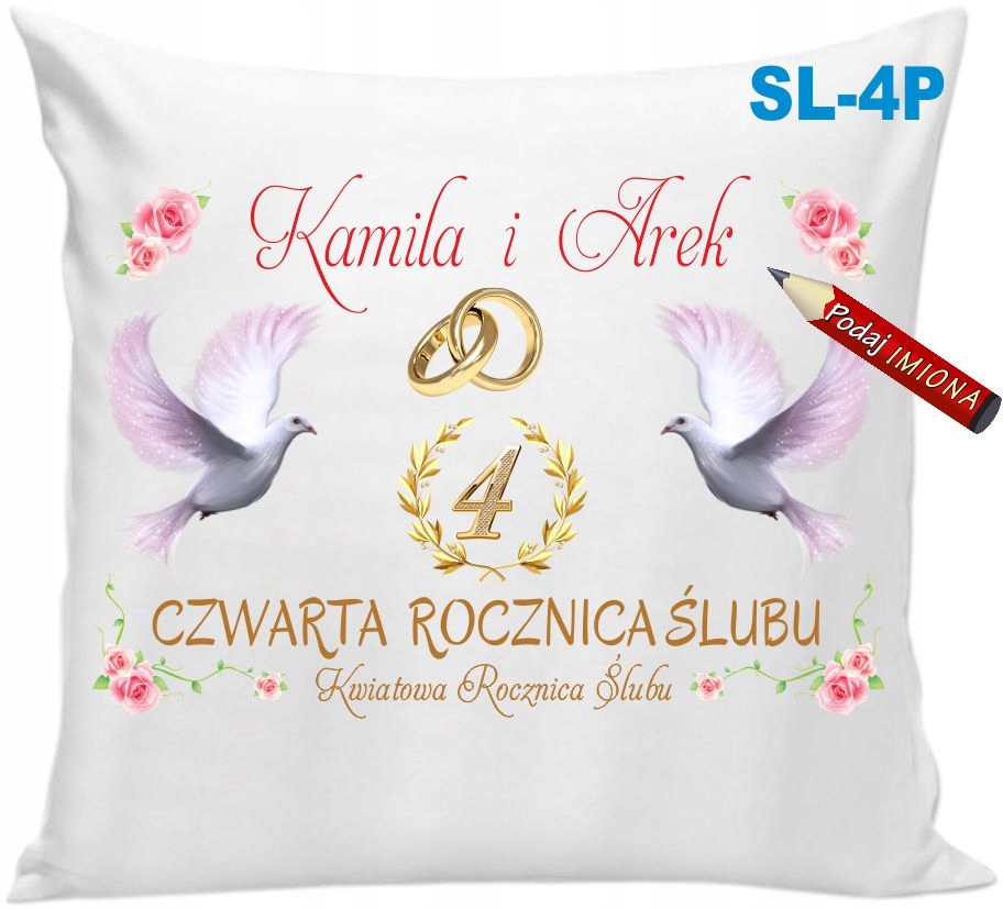 

Poduszka z Imionami 4 Czwarta Rocznica Ślubu