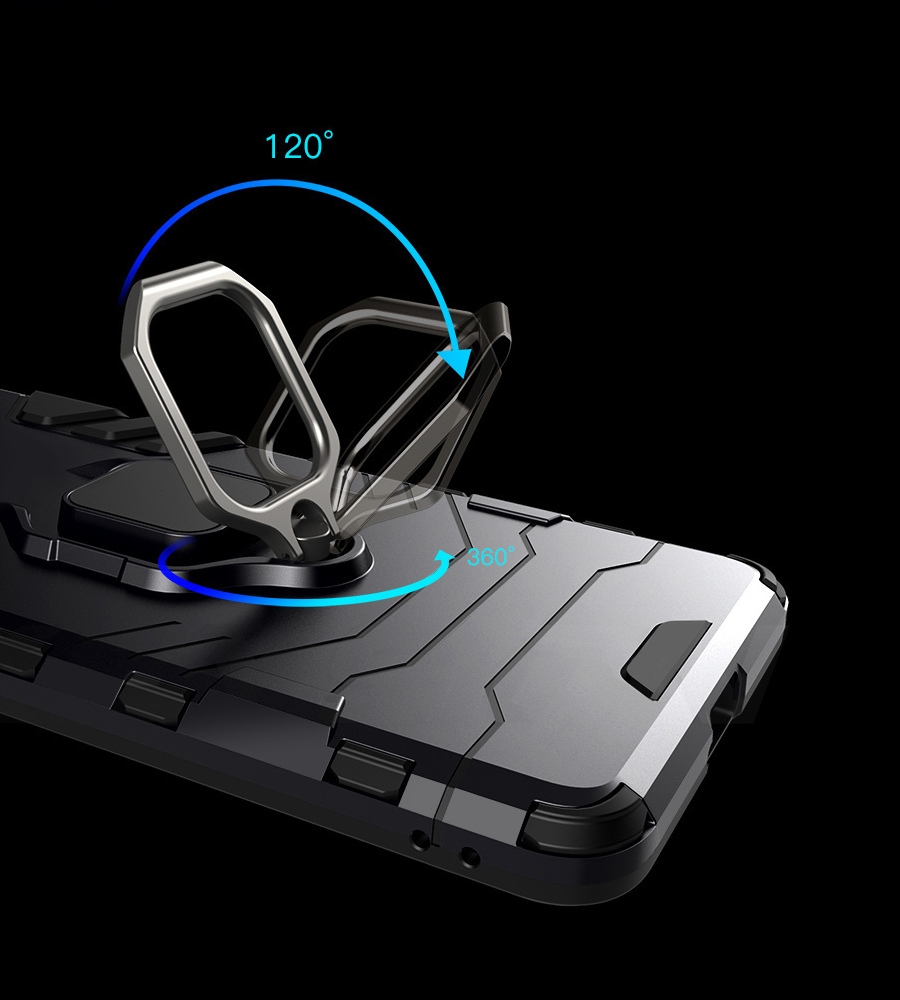 ETUI PANCERNE HOLDER RING DO HUAWEI Y6P +SZKŁO Kolor czarny