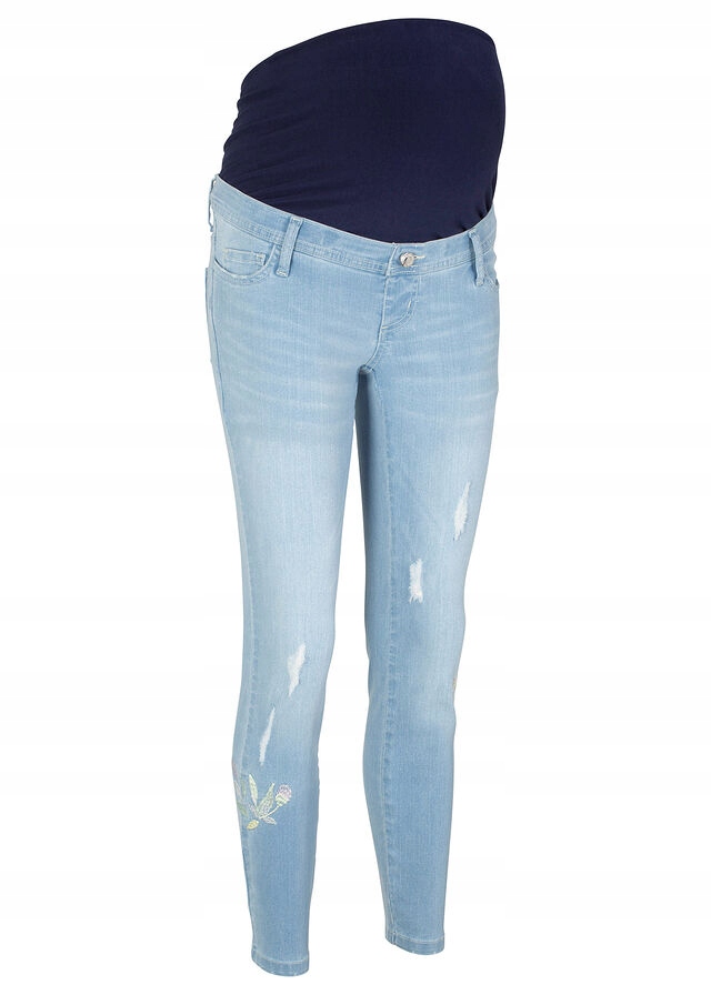 H934 DŻINSY CIĄŻOWE Z HAFTEM SKINNY R.46