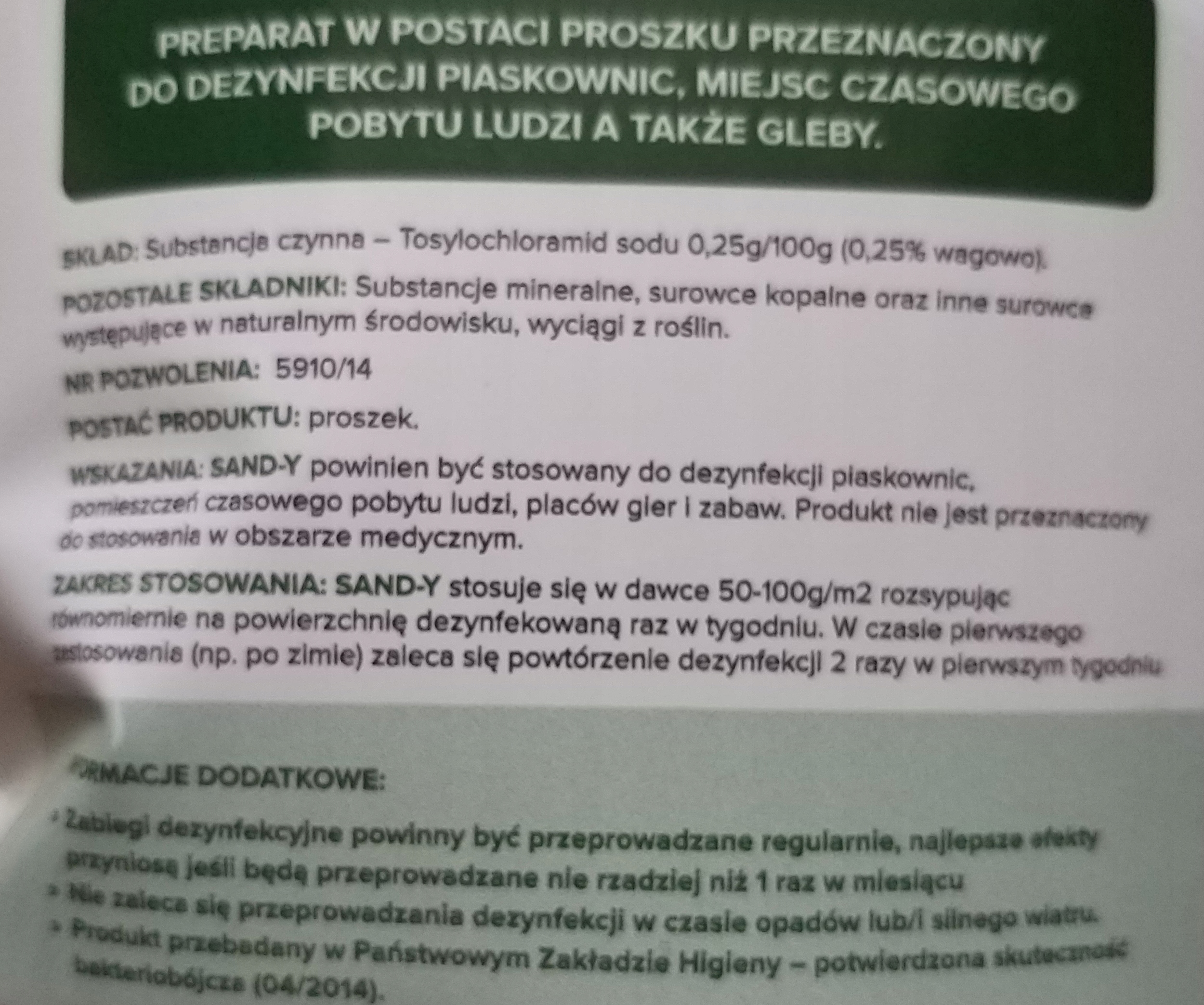SANDY SAND-Y DEZYNFEKCJA PIASKOWNICA PIASEK 2,7KG Marka Sandy