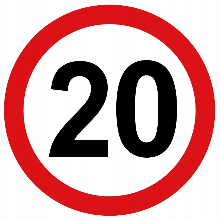 NAKLEJKA OGRANICZENIE PRĘDKOŚCI 20km ZNAK śr. 20cm