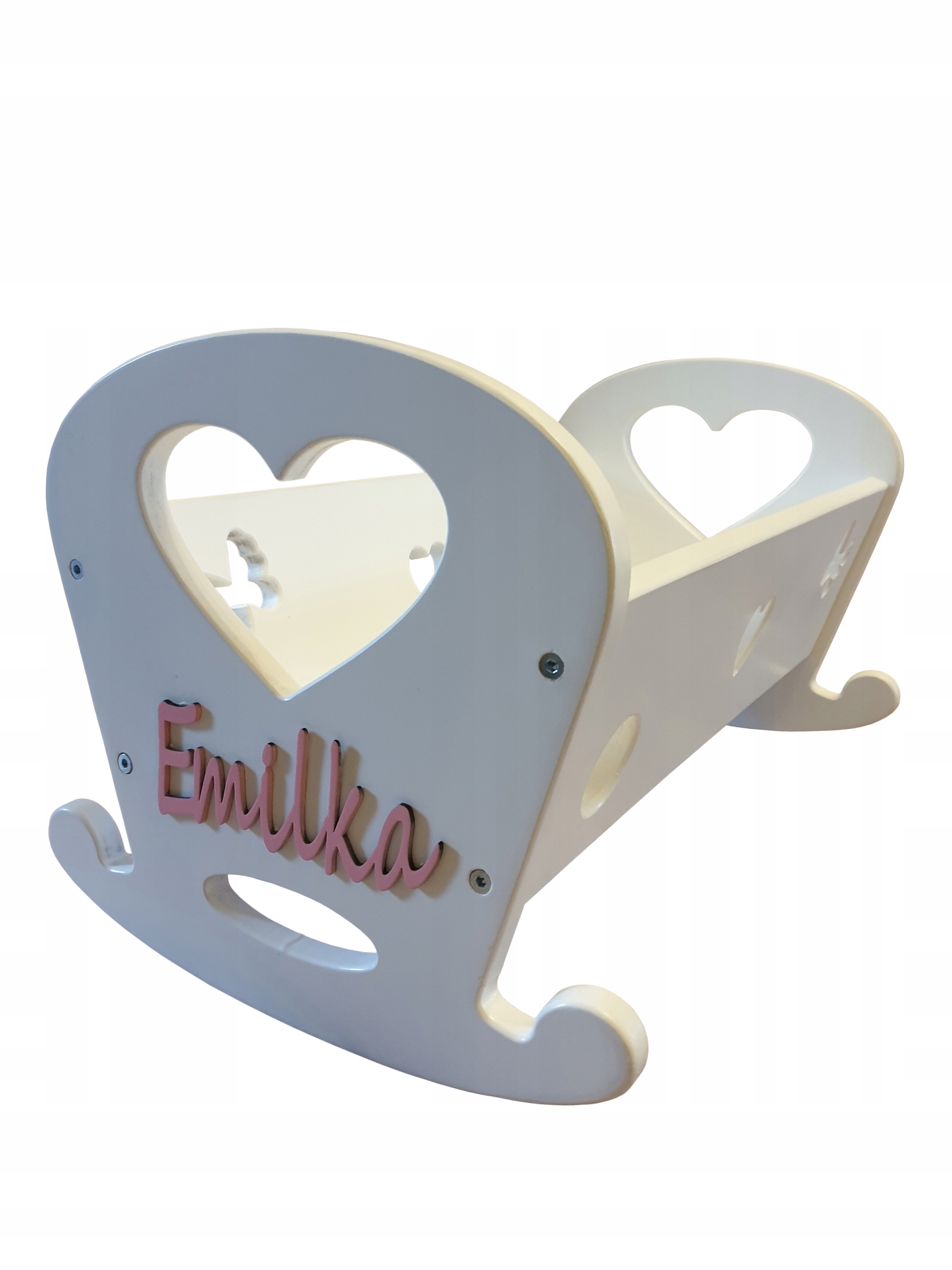 KOŁYSKA DREWNIANA DLA LALEK ŁÓŻECZKO Z IMIENIEM