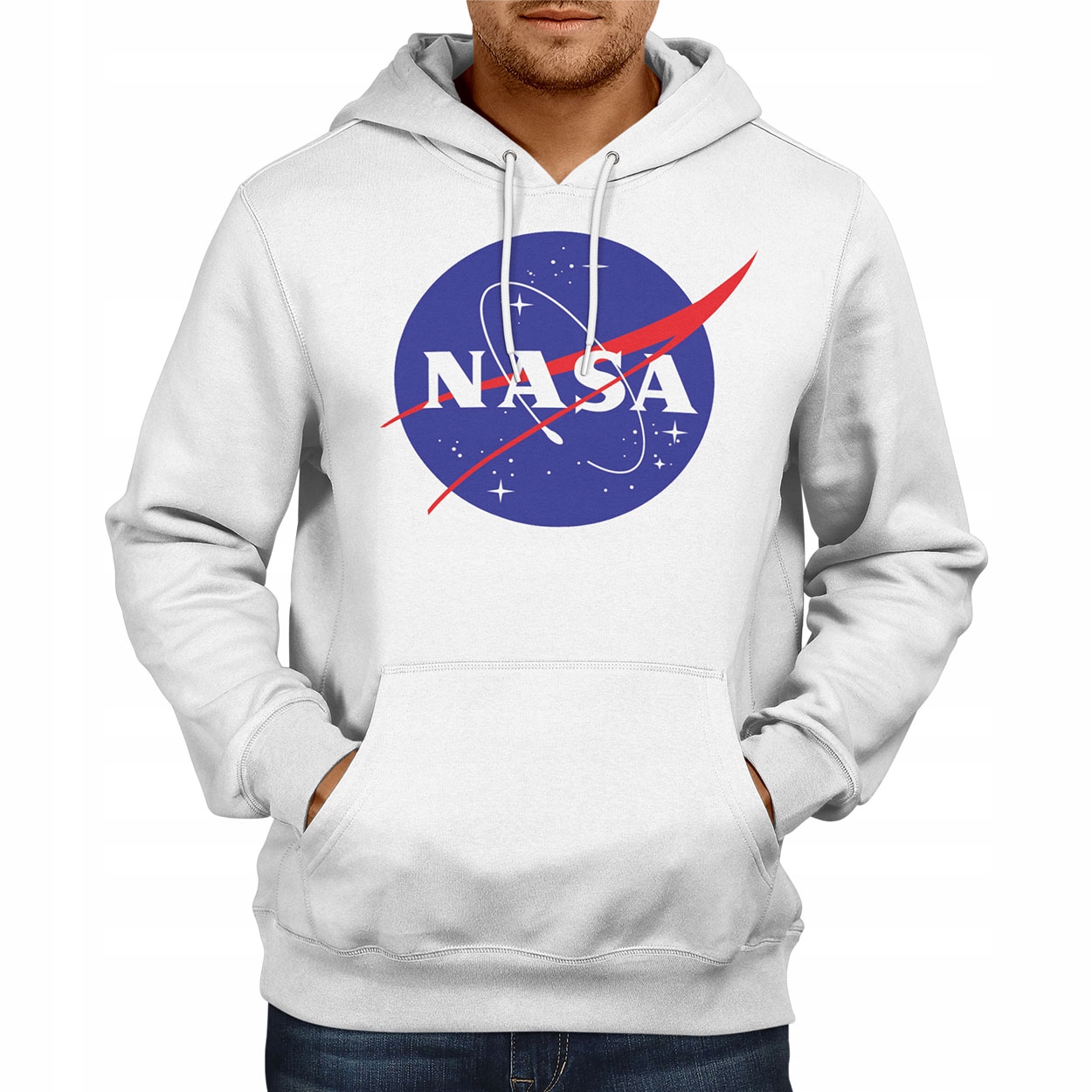 

Bluza męska Nasa z kapturem biała L