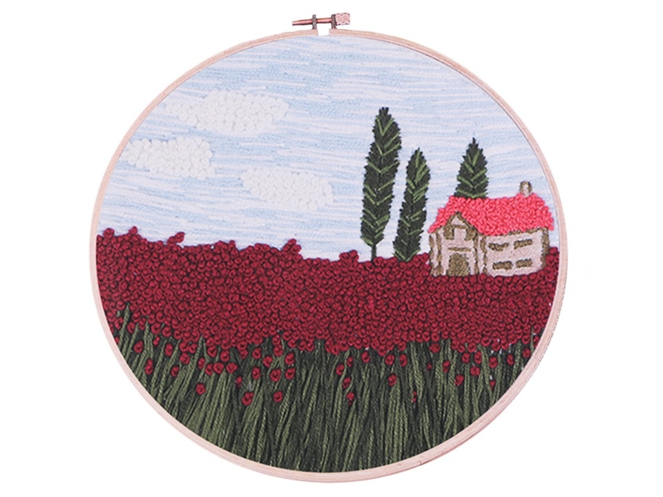 Vyšívací sada na plátně s tamborkem a mulinem