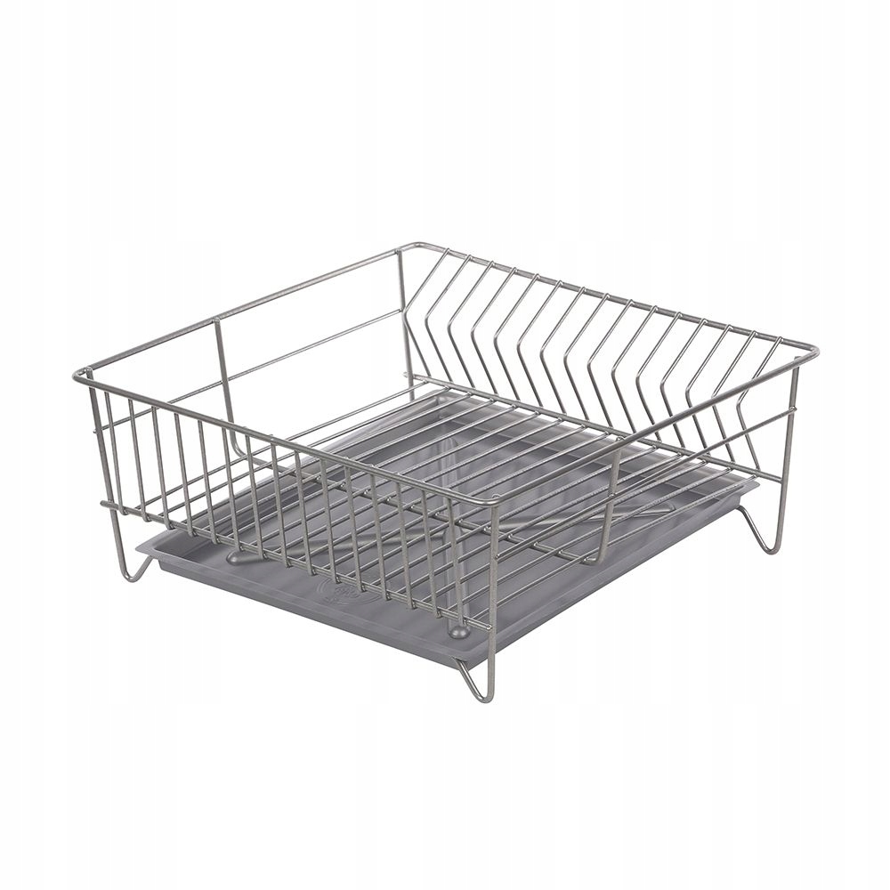 Odkapávač na nádobí čtvercová stříbrná s podnosem, 32 cm