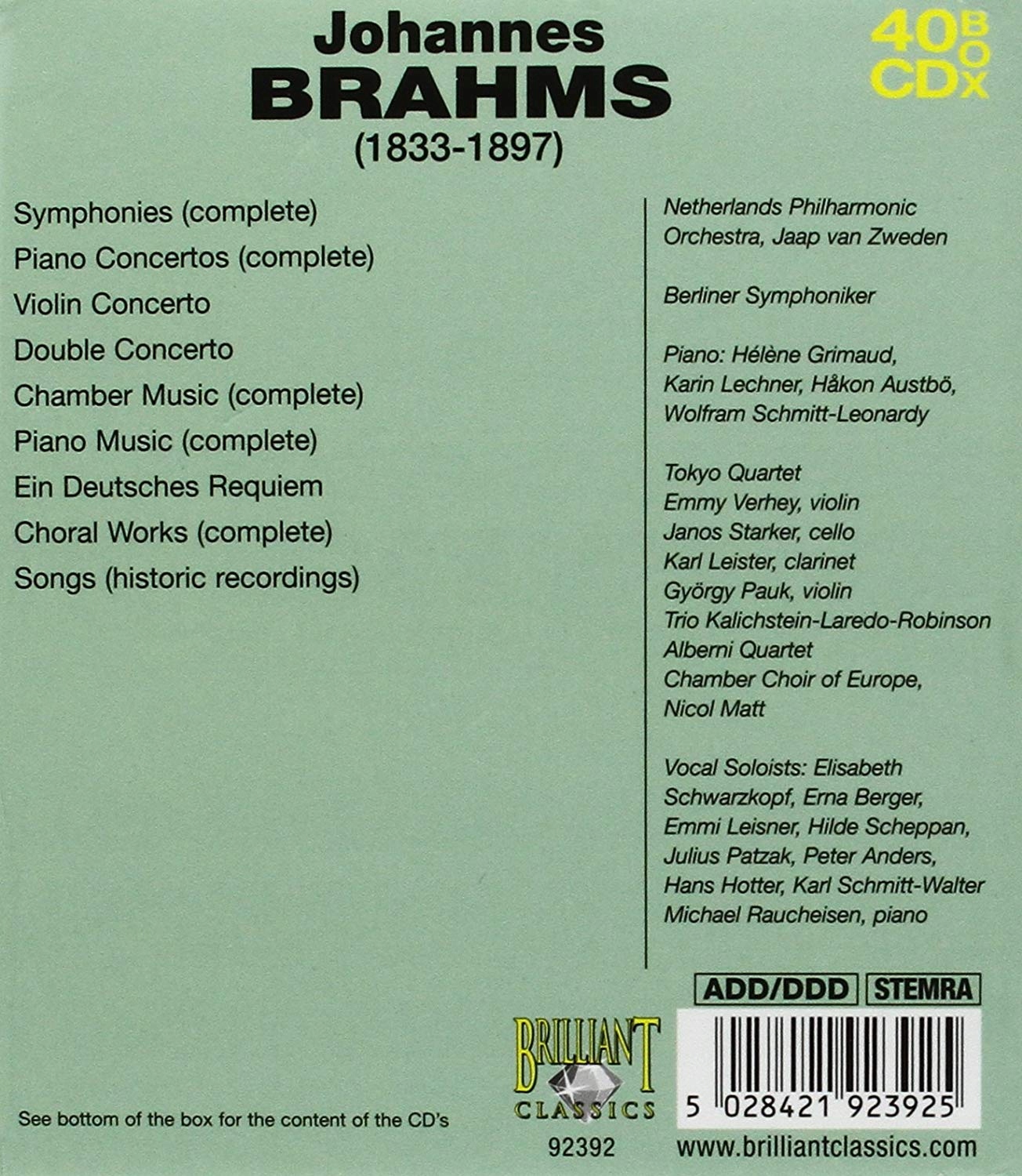 クラシック Brahms: The Masterworks 40CD クラシック Brahms: The
