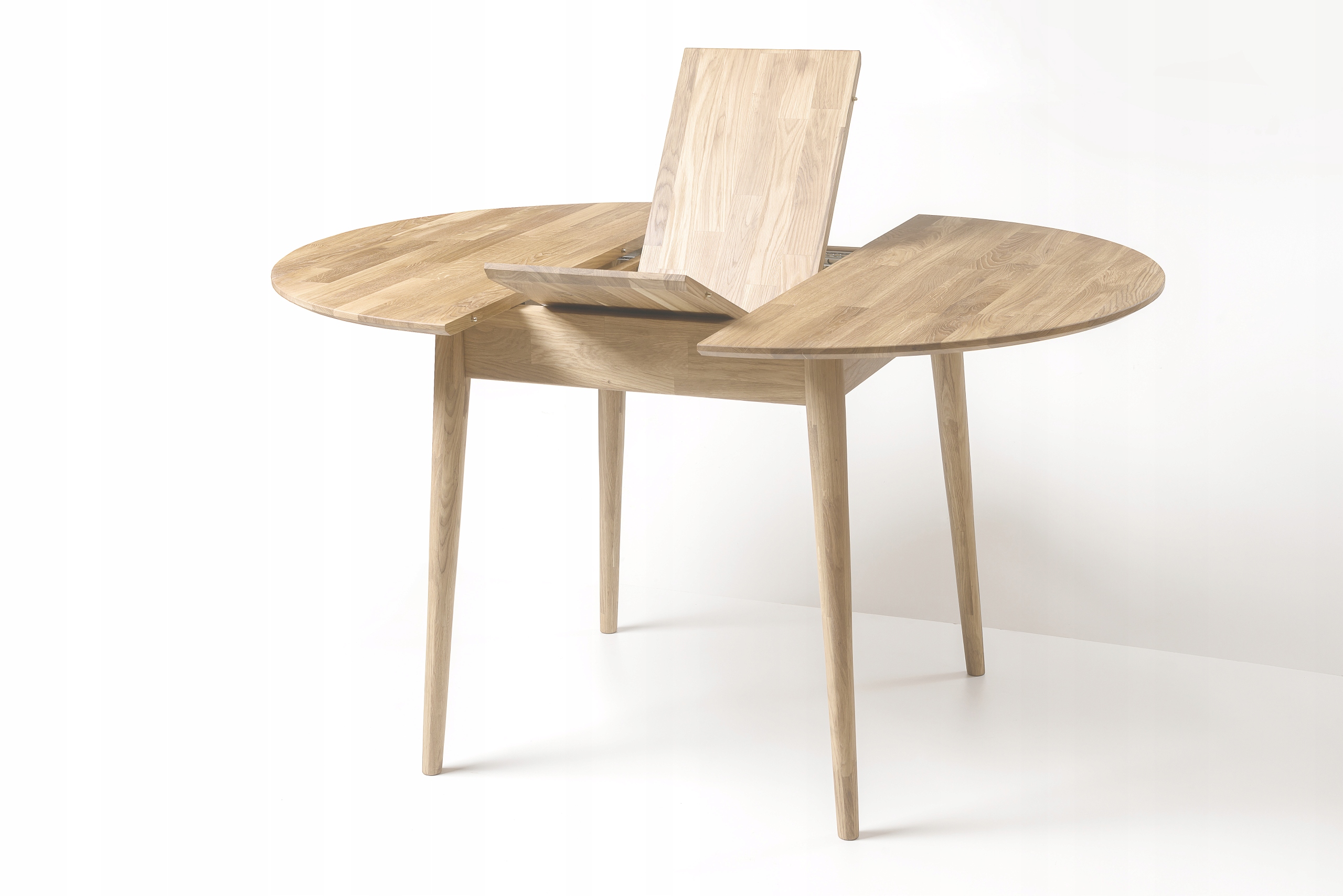 STÓŁ DĘBOWY OKRĄGŁY ROZKŁADANY śr 100 cm, LITY DĄB