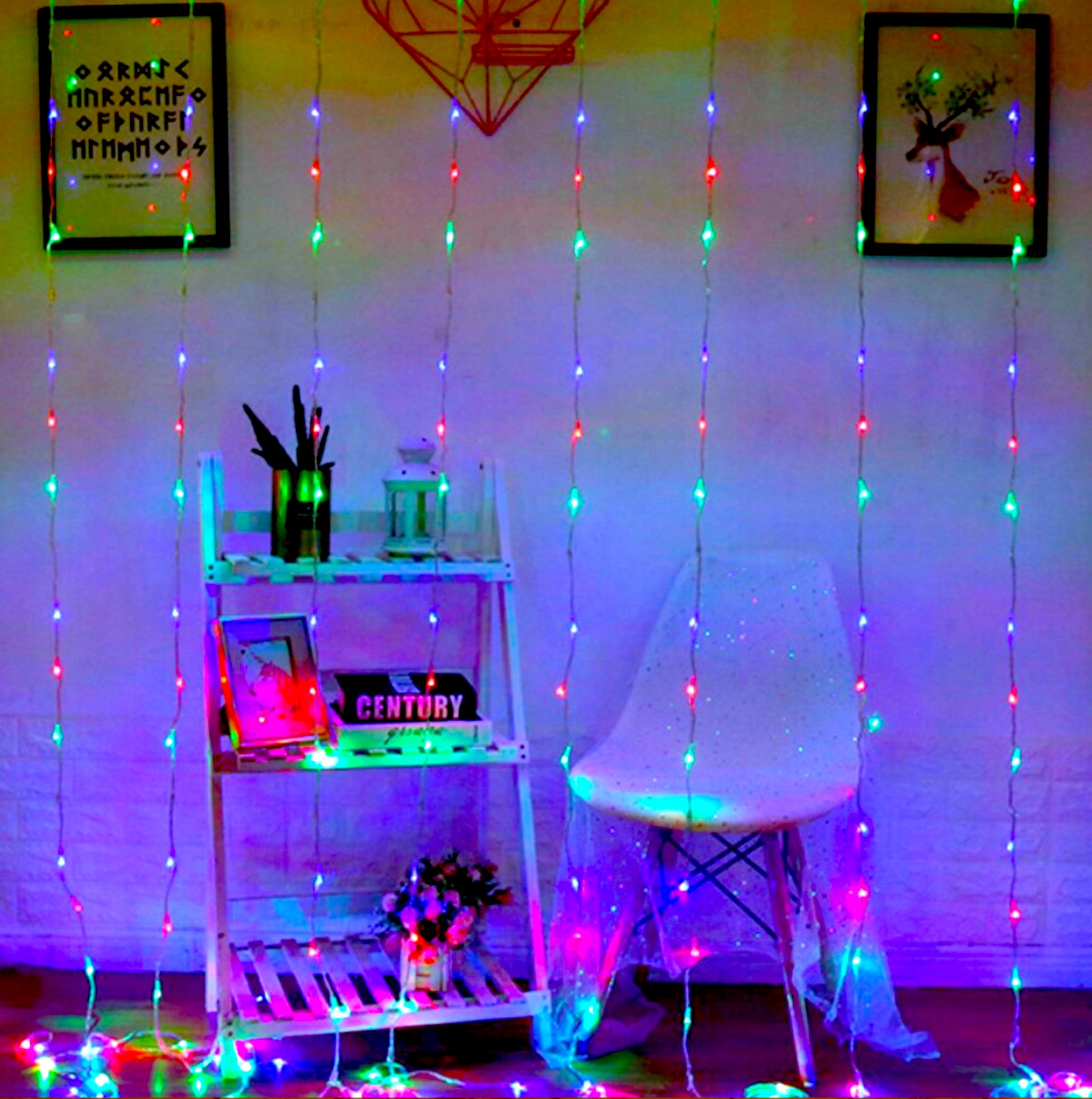 Led Záclona 3X3 432 Vianočné Osvetlenie Na Stromček Cencúle Multi